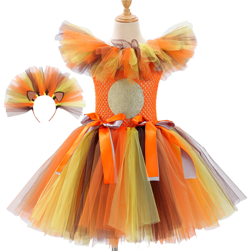 Mesh Color Block Split Joint Sleeveless Midi Dresses - Orange - 10-12Y - image 1