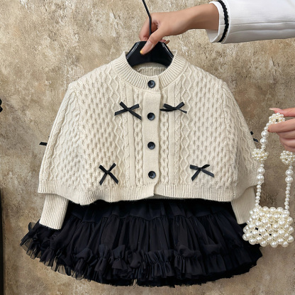 Knitting Bow Long Sleeve Regular Two-piece Set - image 2