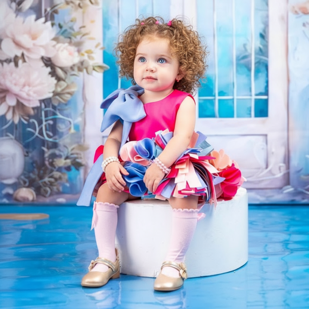 SCUBA KNIT Bow Sleeveless Midi Dresses - Magenta - 9-10Y - image 2