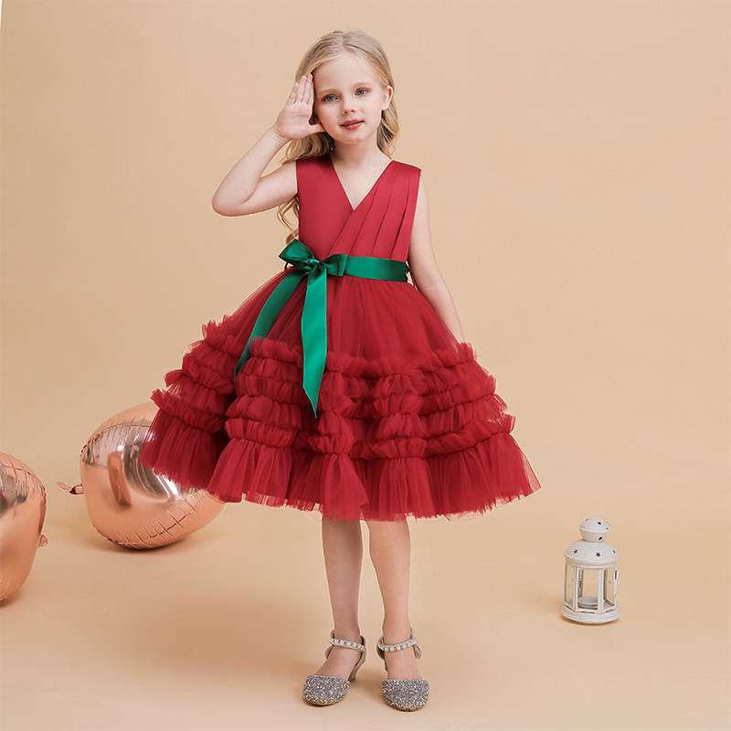 Mesh Bow Folds Sleeveless Mid-long Dresses - image 24