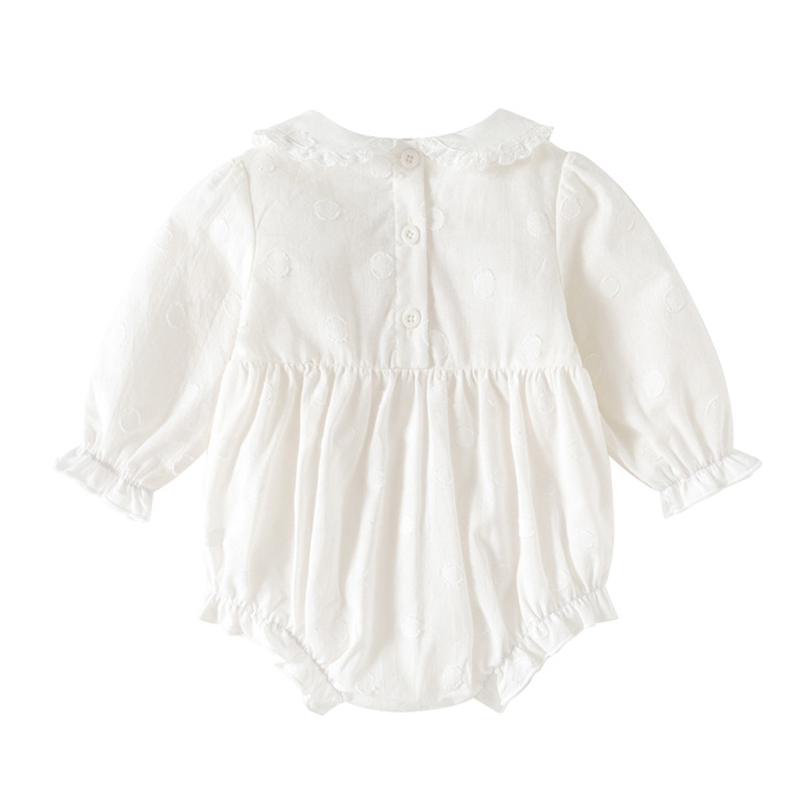 Cotton Lace Edge Floral-embroidered Long Sleeve Regular Bodysuit - image 3