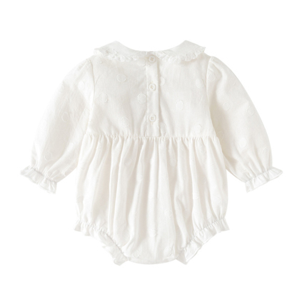 Cotton Lace Edge Floral-embroidered Long Sleeve Regular Bodysuit - image 3