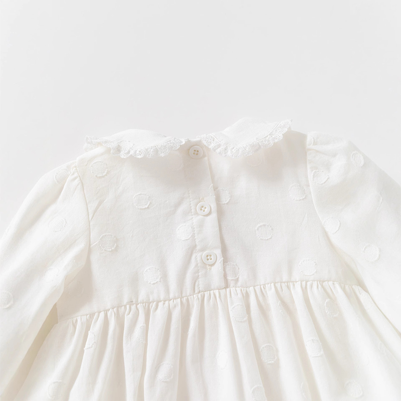 Cotton Lace Edge Floral-embroidered Long Sleeve Regular Bodysuit - image 4