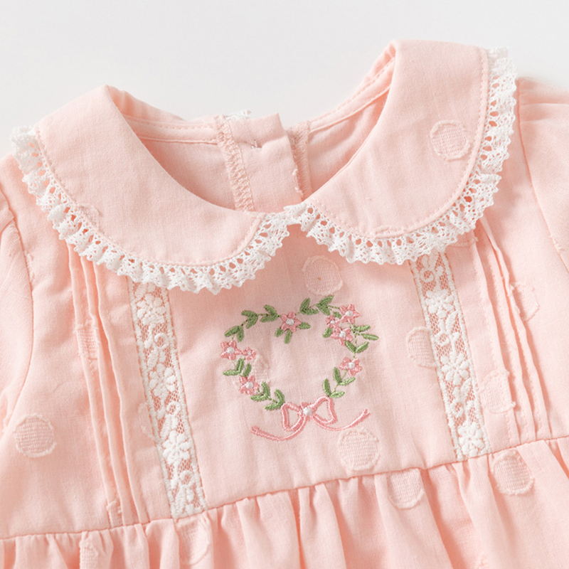 [Archive Sale] Cotton Lace Edge Floral-embroidered Long Sleeve Regular Bodysuit - image 2