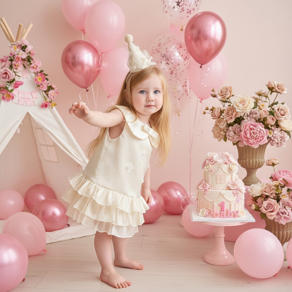 Satin Rosette Sleeveless Midi Dresses - Light yellow - 7-8Y - image 1