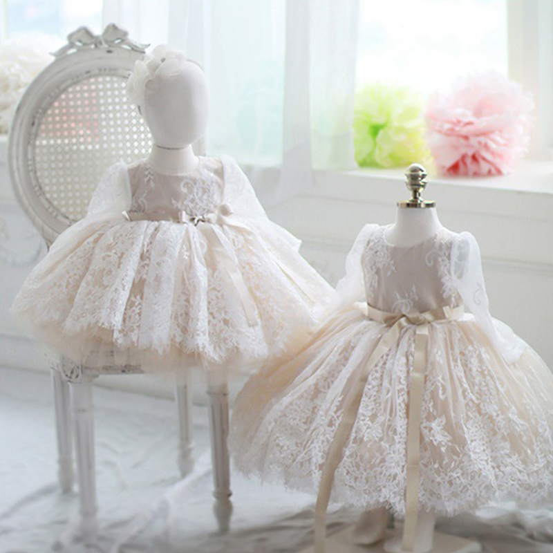 Lace Bow Long Sleeve Midi Dresses - image 4