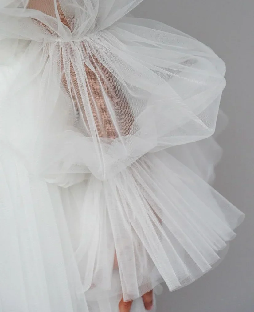 Mesh Split Joint Long sleeve Midi Dresses - image 8