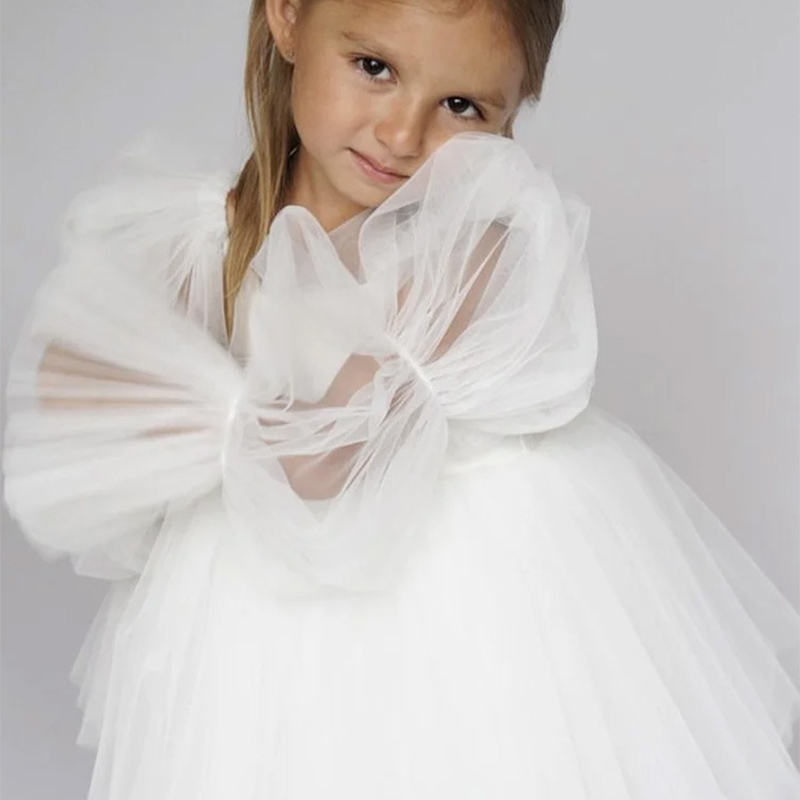 Mesh Split Joint Long sleeve Midi Dresses - White - 15-16Y - image 4