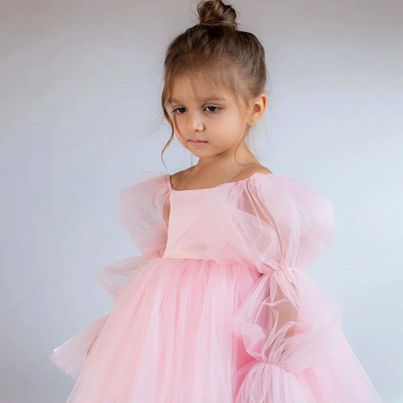 Mesh Split Joint Long sleeve Midi Dresses - Pink - 15-16Y - image 10