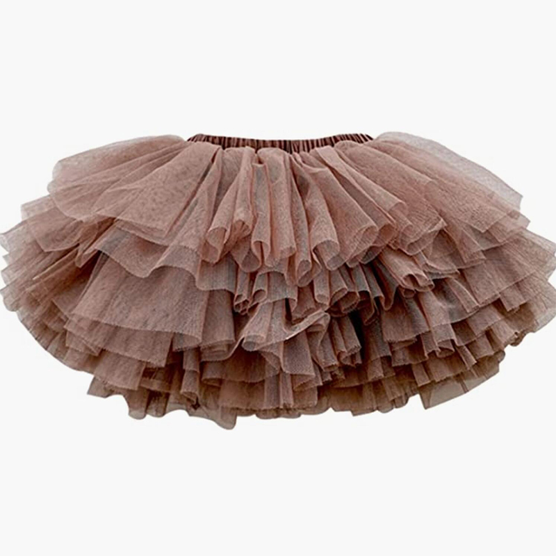 [Archive Sale] Mesh Folds Short Skirts - Coffee - 3-4Y - image 4
