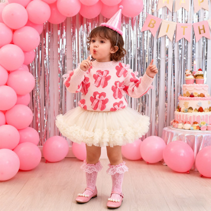 Acrylic Little Bear Bow Long Sleeves Midi Two-piece Set - image 31