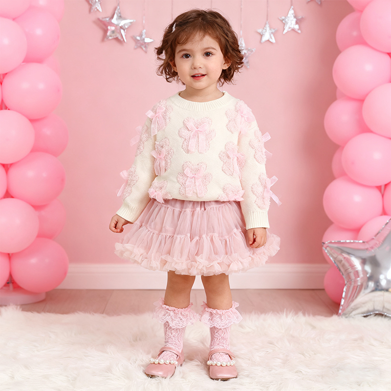 [Archive Sale] Knitwear Little Bear Bow Long Sleeves Midi Two-piece Set - image 18