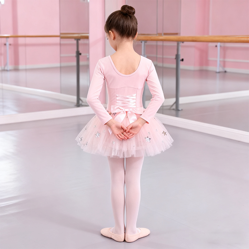 Sequins Ballet Short Sleeve Short Dresses - Pink - 12-13Y - image 1