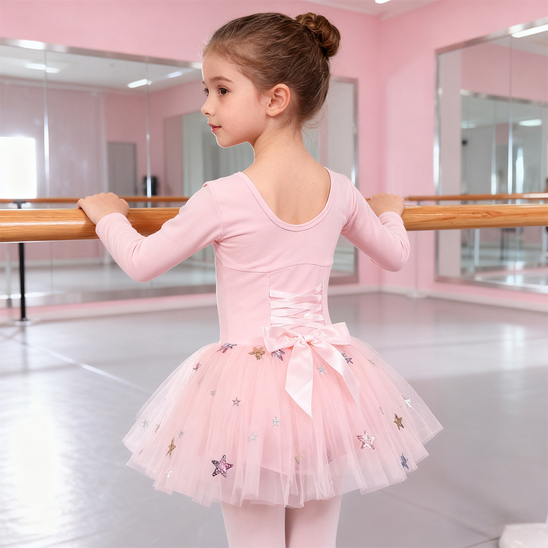 Sequins Ballet Short Sleeve Short Dresses - image 3