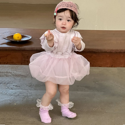 [Archive Sale] Mesh Split Joint Long Sleeve Midi Two-piece Set - image 2