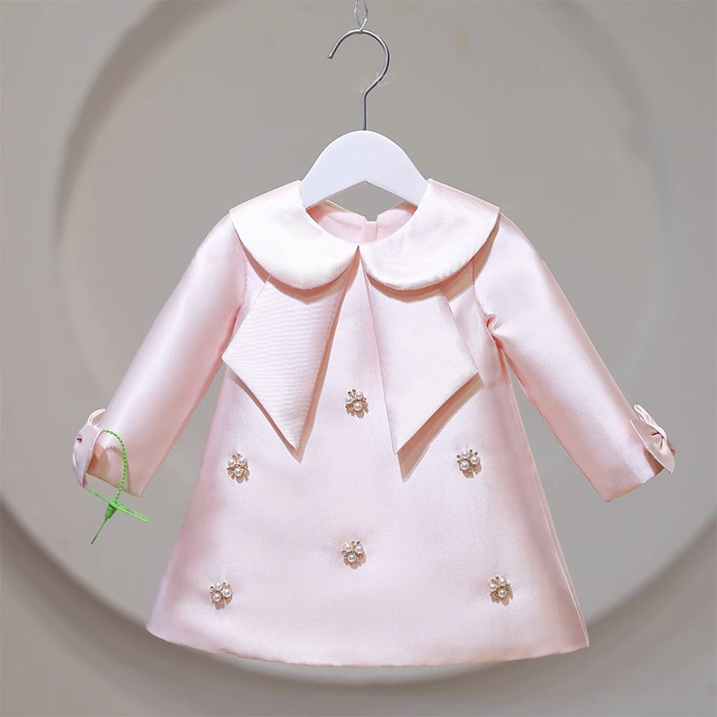 Satin Bow Long sleeve Midi Dresses - image 3