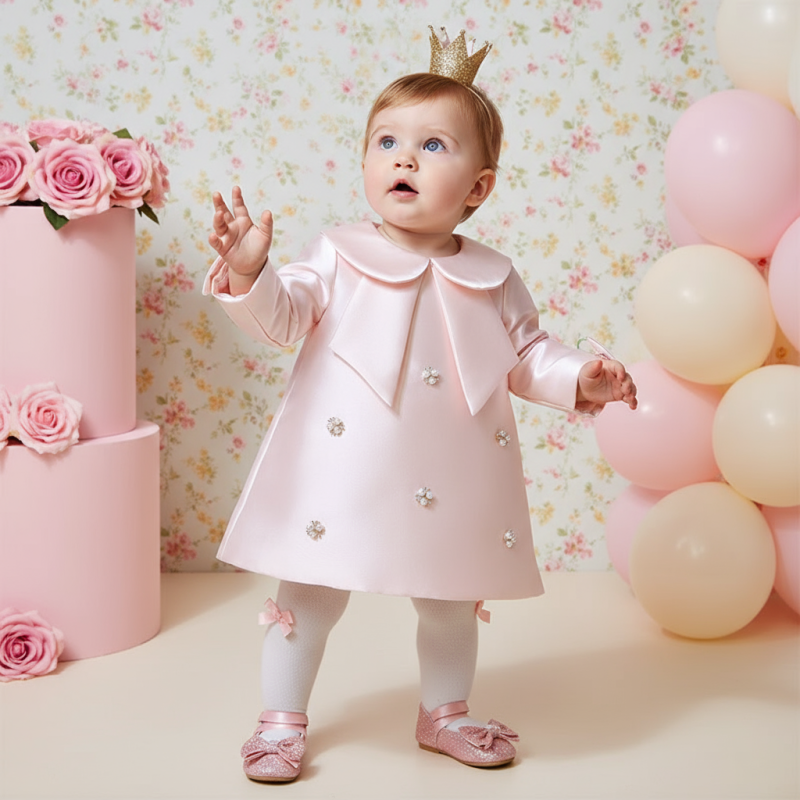 Satin Bow Long sleeve Midi Dresses - image 2