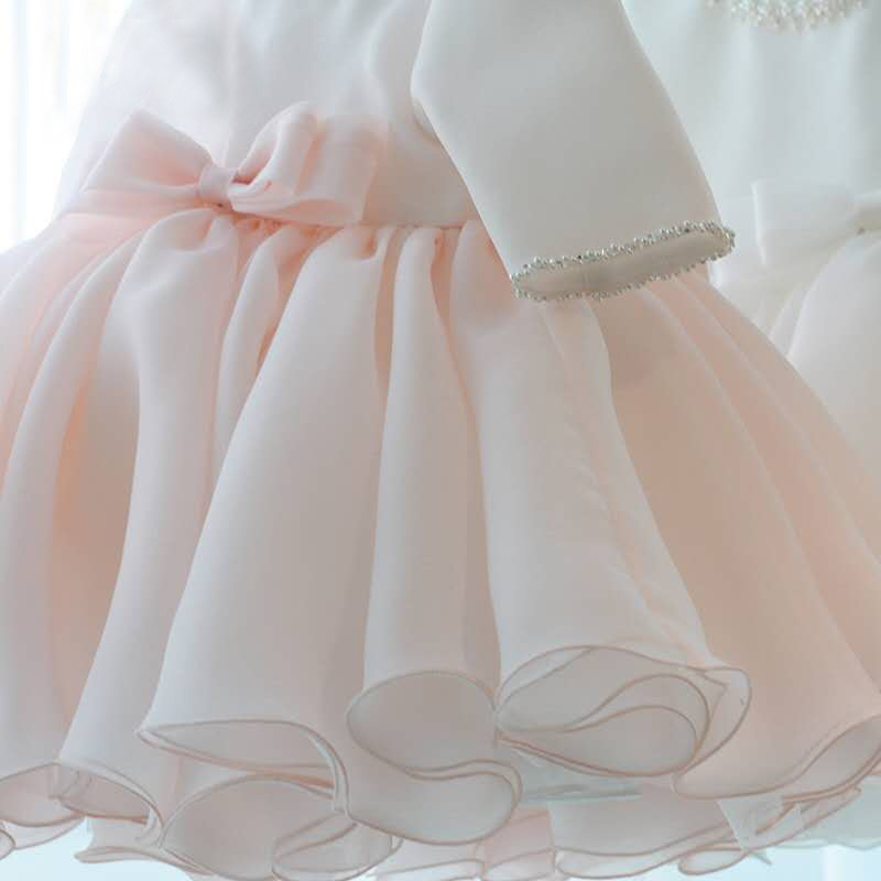Organza Bow Short Long sleeve Midi Dresses - image 4