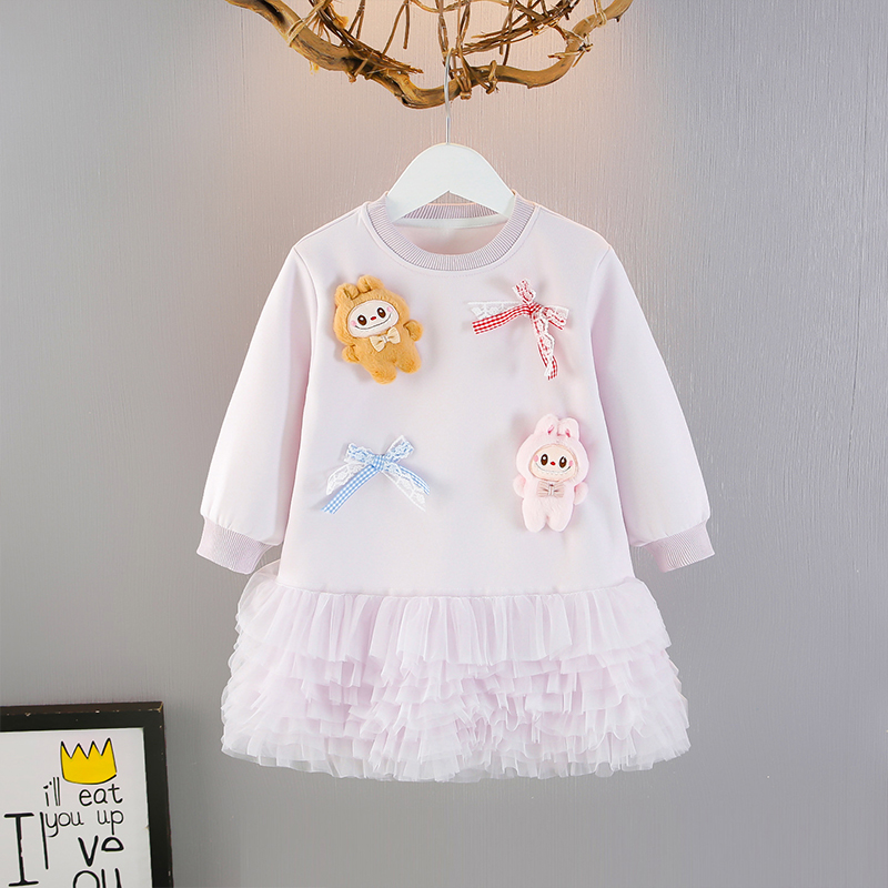 [Archive Sale] Fleece Fabric Pendant Long Sleeve Midi Dresses - image 2