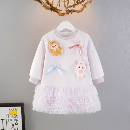 [Archive Sale] Fleece Fabric Pendant Long Sleeve Midi Dresses - image 2