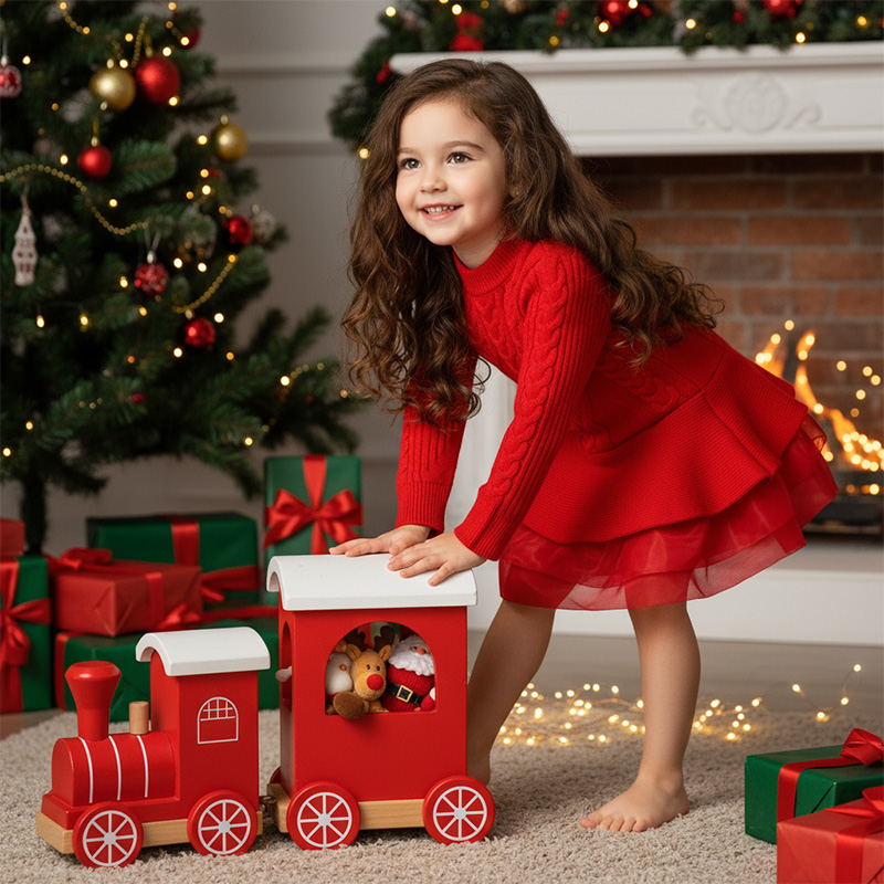 Yarn/wool Yarn Split Joint Long Sleeve Midi Dresses - image 5