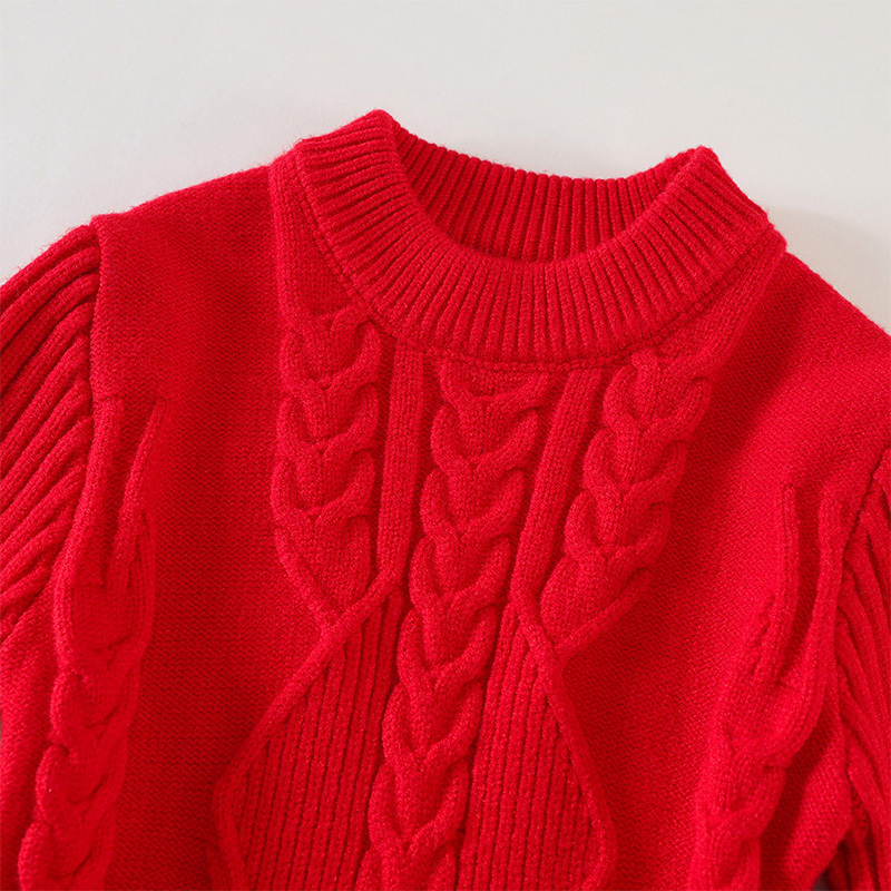 Yarn/wool Yarn Split Joint Long Sleeve Midi Dresses - image 8