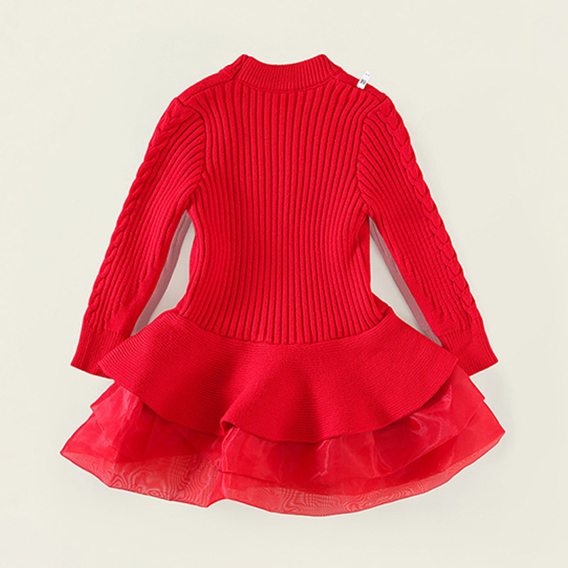 Yarn/wool Yarn Split Joint Long Sleeve Midi Dresses - image 6