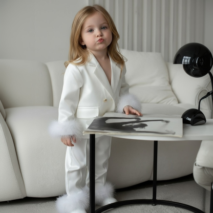 Acetate Feather-trimmed Removable Long Sleeve Two-piece Set - image 2