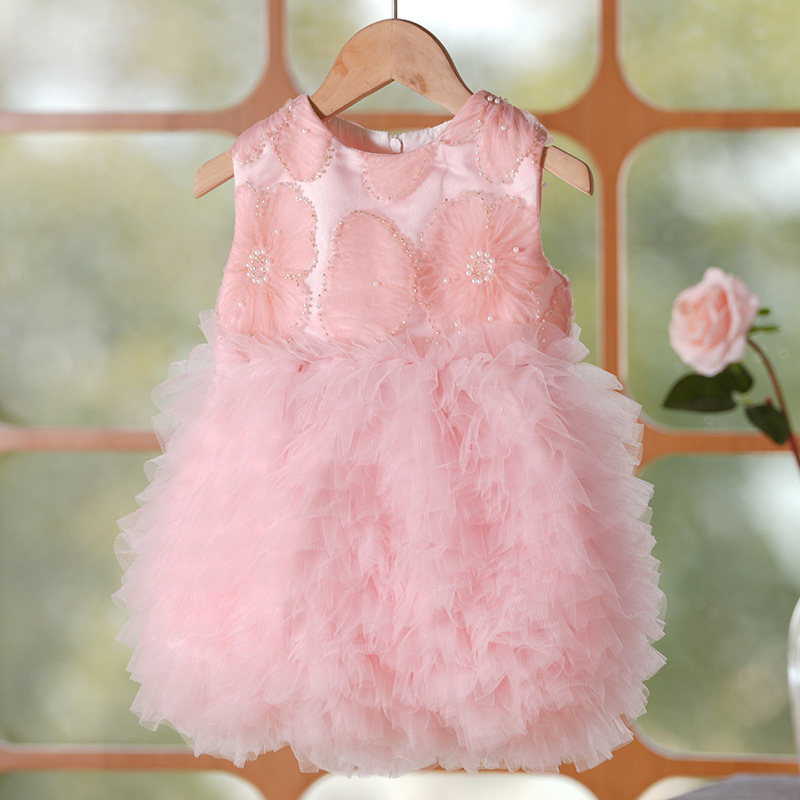 Chemical Fiber Blend Split Joint Sleeveless Midi Dresses - Pink - 15-16Y - image 3