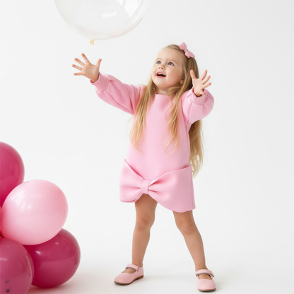 [Archive Sale] Scuba Knit Bow Long Sleeve Midi Dresses - image 2