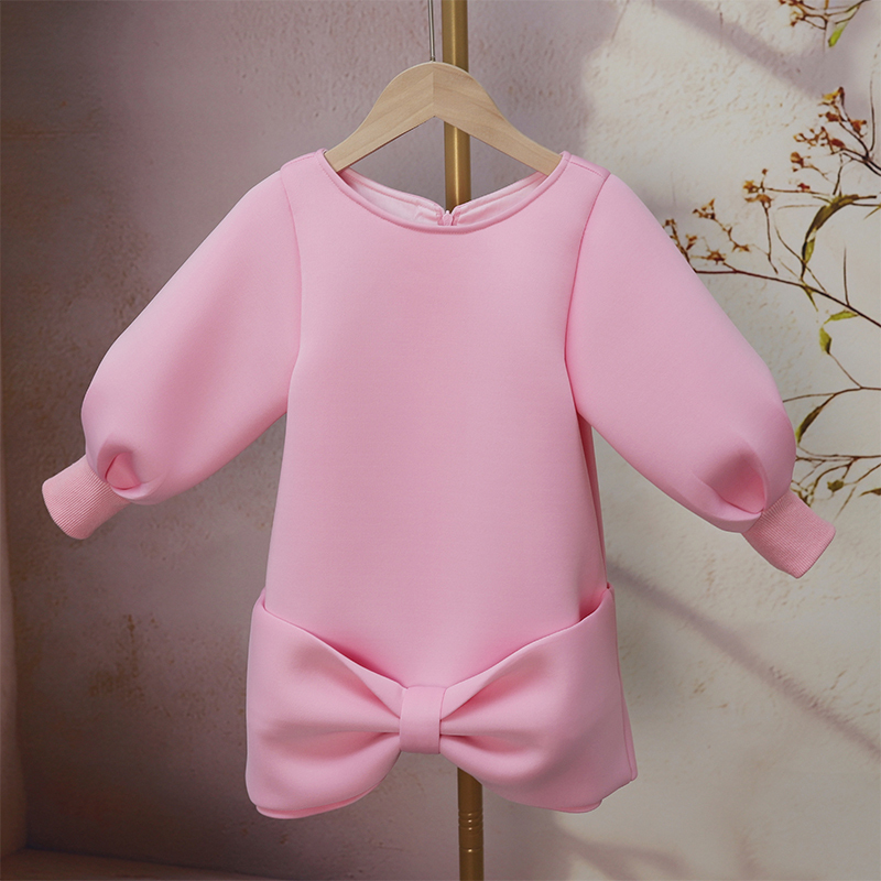 [Archive Sale] Scuba Knit Bow Long Sleeve Midi Dresses - image 4