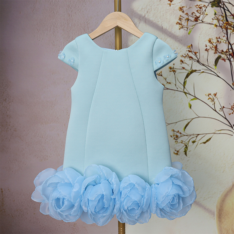 Scuba Knit Rosette Cap Sleeve Midi Dresses - image 1