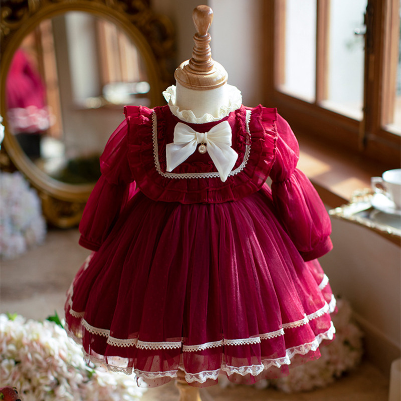 Cotton Folds Lace Long Sleeve Mid-long Dresses - image 8