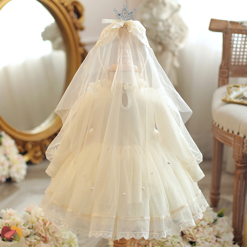 Cotton Folds Lace Long Sleeve Mid-long Dresses - image 2