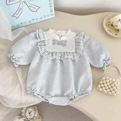 [Archive Sale] Jacquard Folds Bow Long Sleeve Regular Bodysuit - image 5