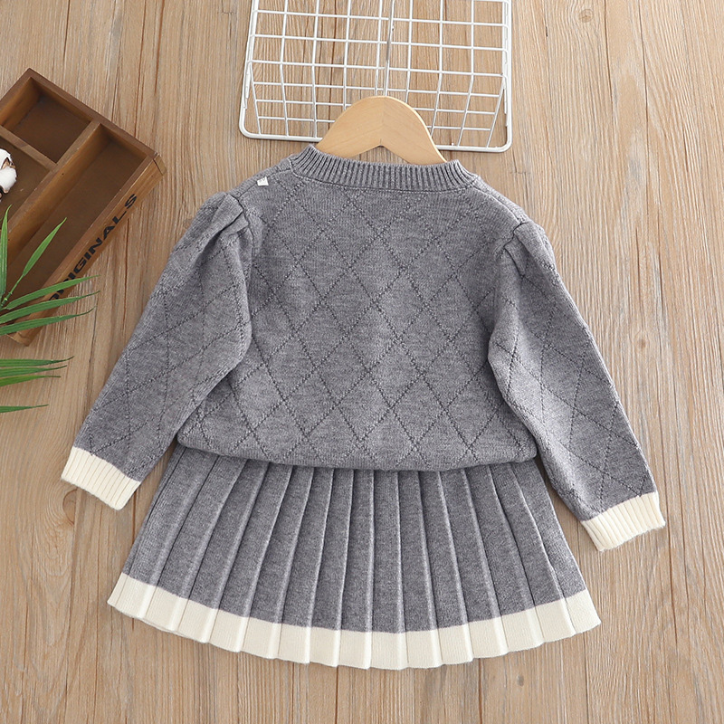 [Archive Sale] Yarn/wool Yarn Bow Imitation Pearls Long Sleeve Regular Two-piece Set - image 4