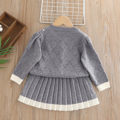 [Archive Sale] Yarn/wool Yarn Bow Imitation Pearls Long Sleeve Regular Two-piece Set - image 4
