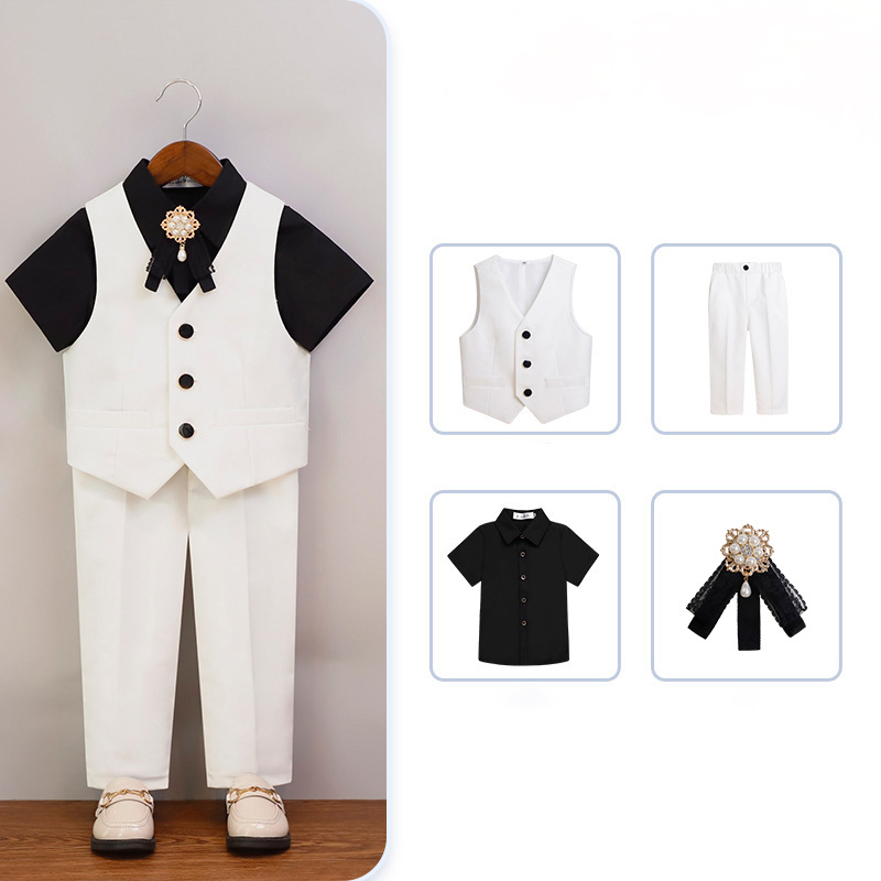 Chemical Fiber Blend Piping Long Sleeve Regular 7-piece Formal Suit - image 12