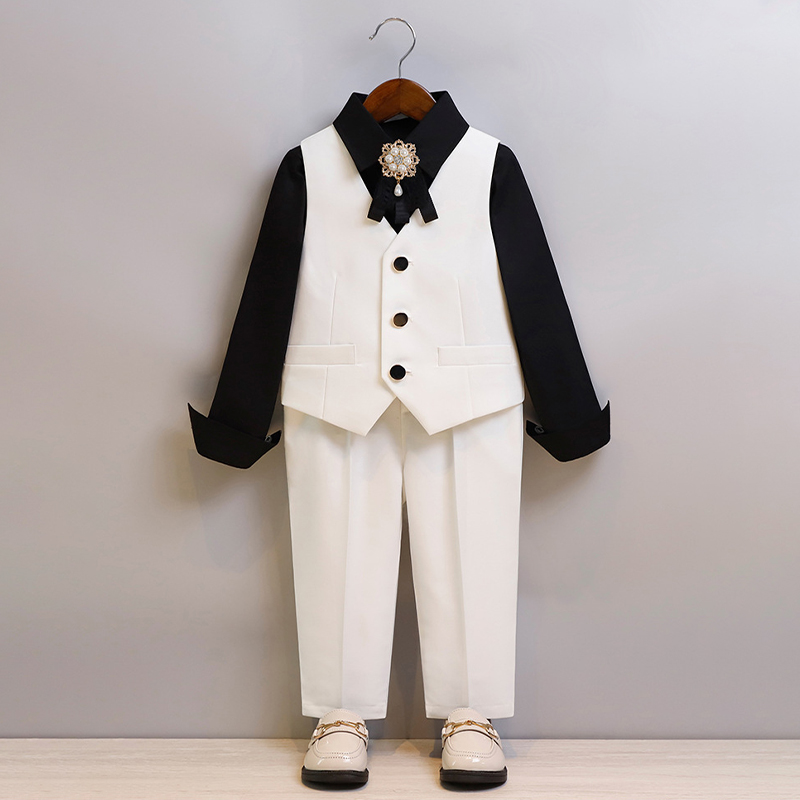 Chemical Fiber Blend Piping Long Sleeve Regular 7-piece Formal Suit - image 13