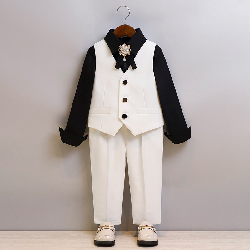 Chemical Fiber Blend Piping Long Sleeve Regular 7-piece Formal Suit - image 13