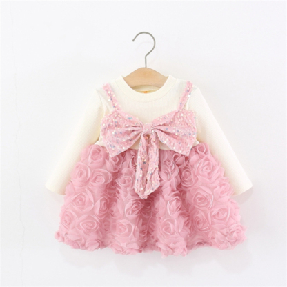 [Archive Sale] Chemical Fiber Blend Bow Long Sleeve Midi Dresses - image 5