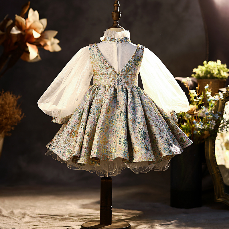 [Archive Sale] Jacquard Split Joint Long Sleeve Midi Dresses - image 2