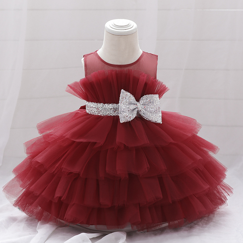 Mesh Folds Sleeveless Midi Dresses - Red - 8Y - image 15