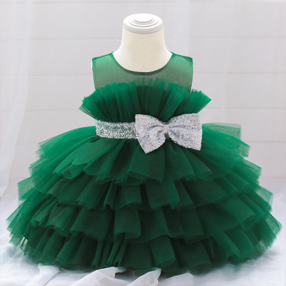 Mesh Folds Sleeveless Midi Dresses - Green - 8Y - image 22