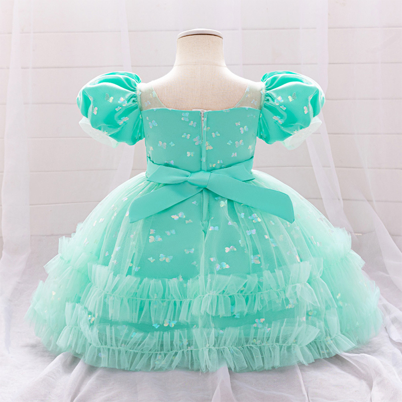 Mesh Bow Short Sleeve Midi Dresses - image 17