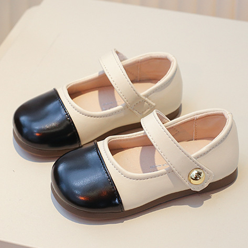 Color-block Metallic Finish Round Toe Flats - image 3