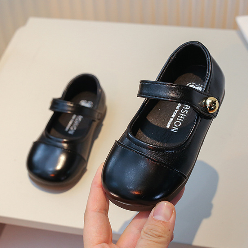 Color-block Metallic Finish Round Toe Flats - Black - US13.5（EUR31） - image 13