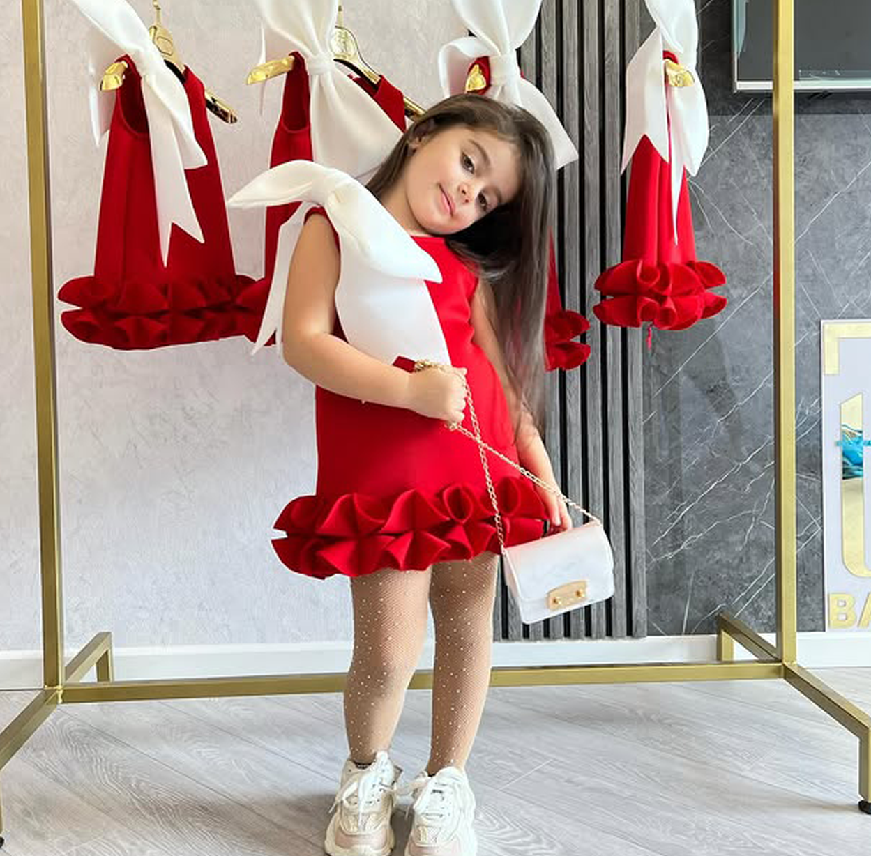 SCUBA KNIT Bow Sleeveless Midi Dresses - image 9