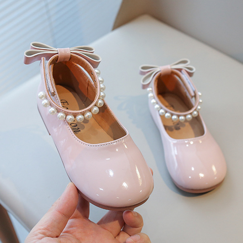 Solid Metallic Finish Round Toe Flats - Pink - US2（EUR33） - image 9