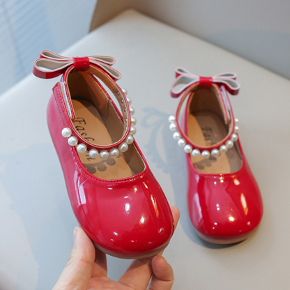 Solid Metallic Finish Round Toe Flats - Red - US2（EUR33） - image 13